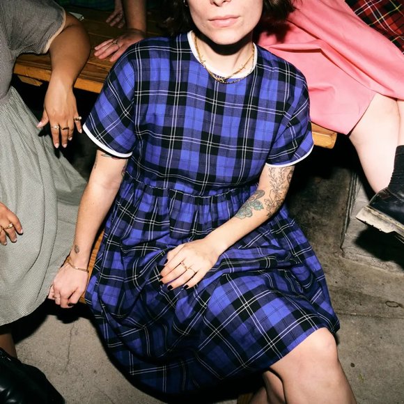 Rudie Cobalt Blue Plaid Midi Dress -- BRAND NEW! - Picture 2 of 4